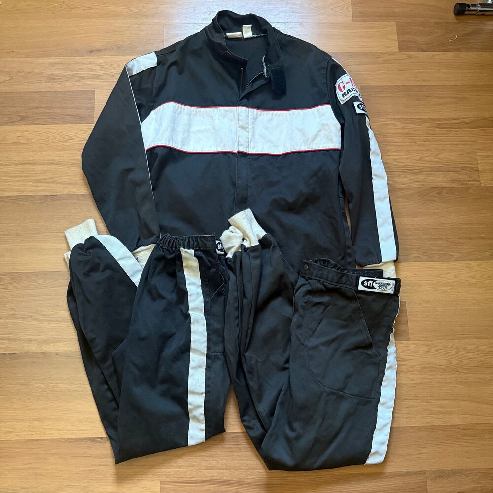 Men's Vintage G-Force Racing Gear Two Piece Suit Jacket Pants Sz Large/Medium